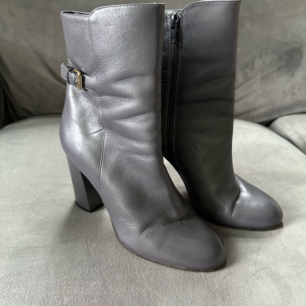 Kate Spade Charcoal Leather Heeled Boots